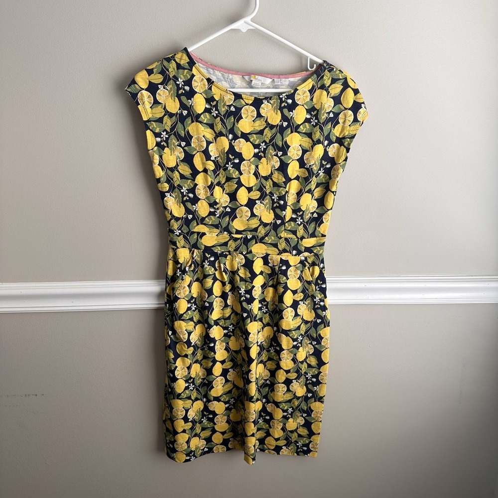 Boden Lemon Dress Florrie Yellow Navy Dress 6P Vacation Resortwear UK 10P Whimsy